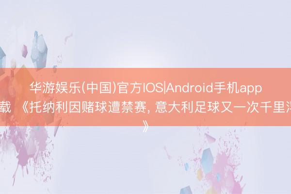 华游娱乐(中国)官方IOS|Android手机app下载 《托纳利因赌球遭禁赛， 意大利足球又一次千里浮》