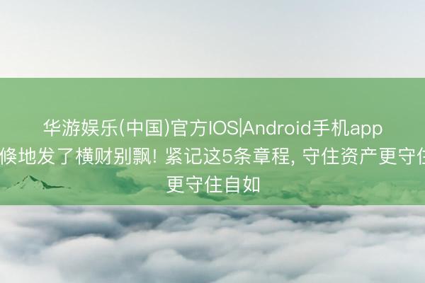 华游娱乐(中国)官方IOS|Android手机app下载 倏地发了横财别飘! 紧记这5条章程， 守住资产更守住自如