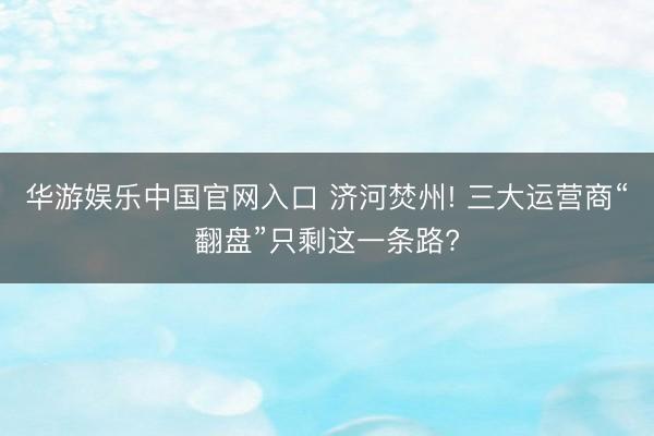 华游娱乐中国官网入口 济河焚州! 三大运营商“翻盘”只剩这一条路?