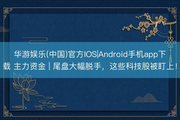 华游娱乐(中国)官方IOS|Android手机app下载 主力资金 | 尾盘大幅脱手，这些科技股被盯上！